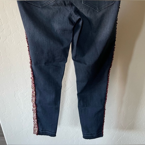 Laurie Felt ilky Sequin Stripe Ankle Skinny Jeans, Raw Hem—Size Med•••Burgundy - Picture 10 of 16